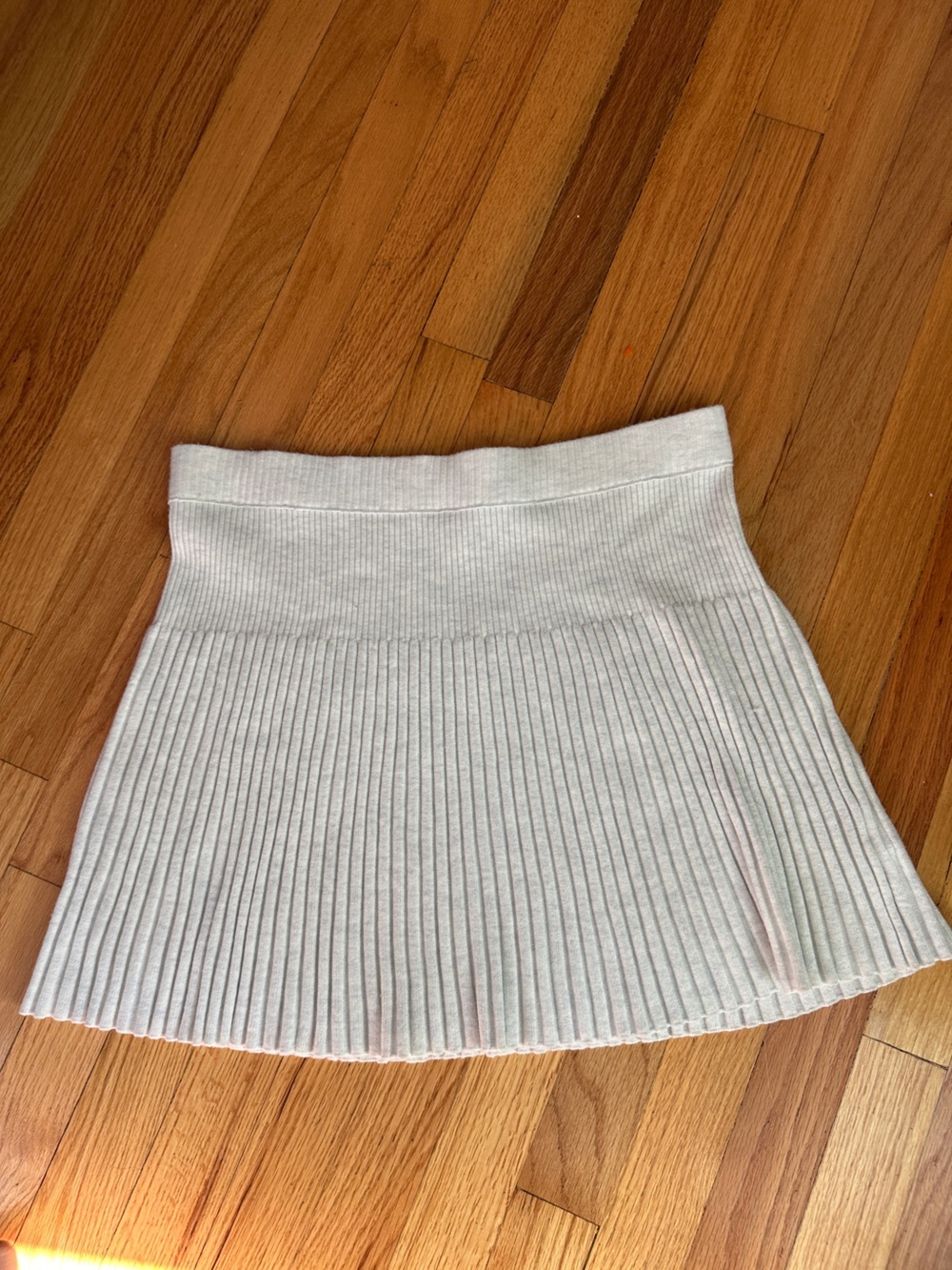 Aerie Ribbed Knit Skater Mini Skirt Light Heather Gray NWT Size L